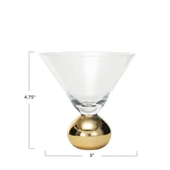 Hello Honey® 12oz. Martini Glass with Gold Electroplated Ball Stem {4}