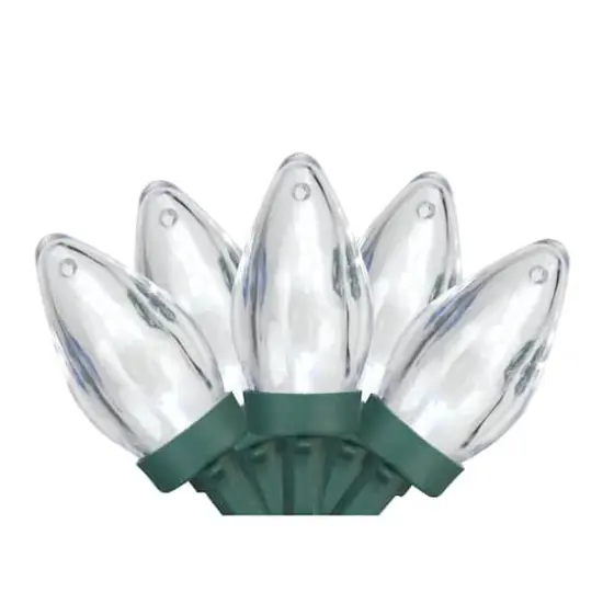 25ct Pure White LED C7 Christmas Light Set - 16ft Green Wire Clear {1}