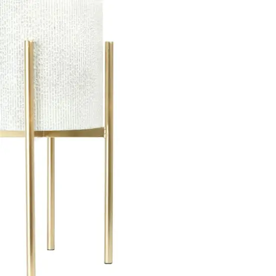 Hello Honey&reg; White & Gold Boho Embossed Metal Planters with Stands Set {7}