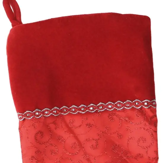 22" Glittering Swirl Design Christmas Stocking, Red {4}