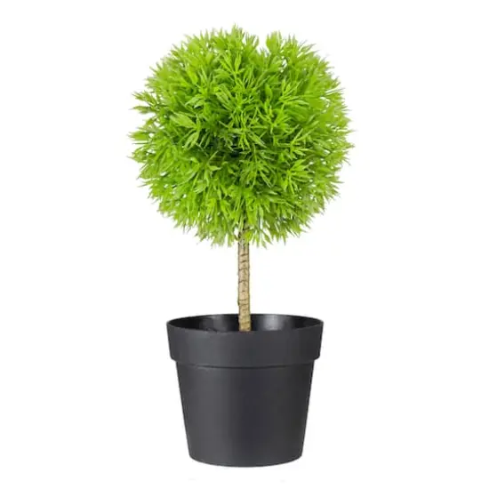 9.75" Green Ball Shaped Artificial Potted Topiary {3}