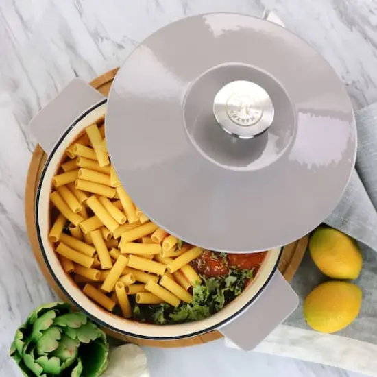 Martha Stewart 3qt. Light Taupe Enameled Cast Iron Dutch Oven with Lid {4}