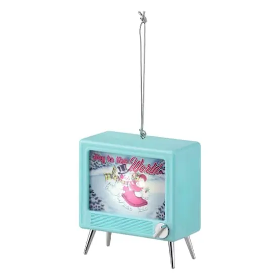 Teal Plastic Musical LED TV Ornament {5}