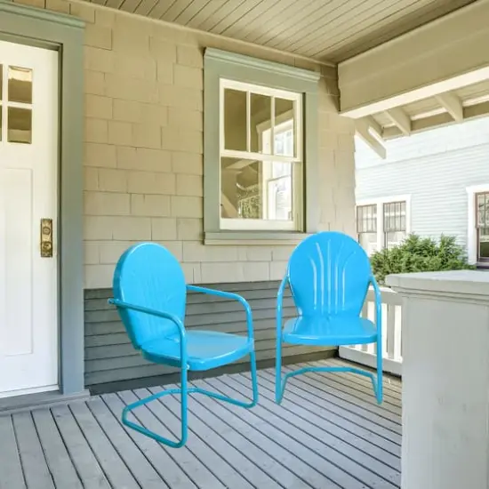 34" Outdoor Retro Tulip Armchair Turquoise {3}