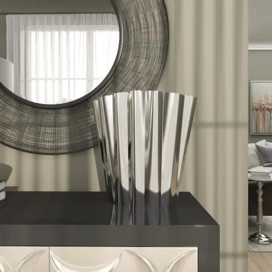 15" Silver Stainless Steel Vase with Zig Zag Edging {11}