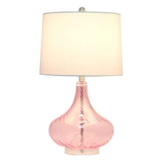 Lalia Home Classix 24" Pink Wavy Colored Glass Table Lamp {12}