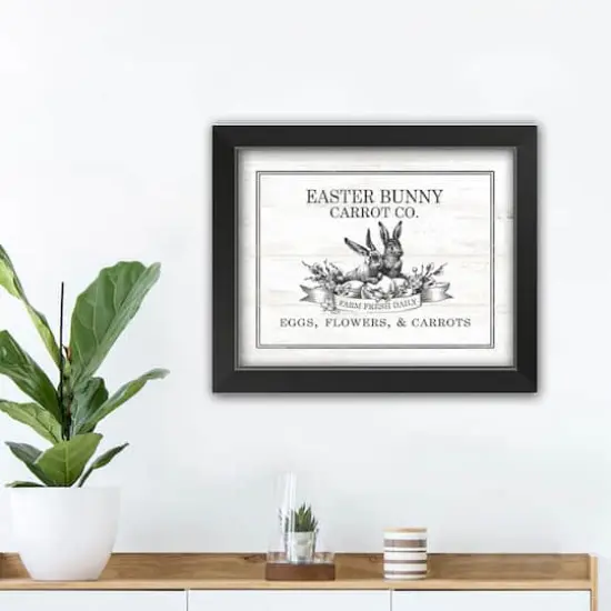 Easter Bunny Carrot Farm 4 11" x 14" Black Framed Print Under Plexiglass {4}