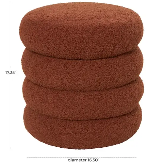 17" Copper Fabric Geometric Bubble Shaped Boucle Stool {6}