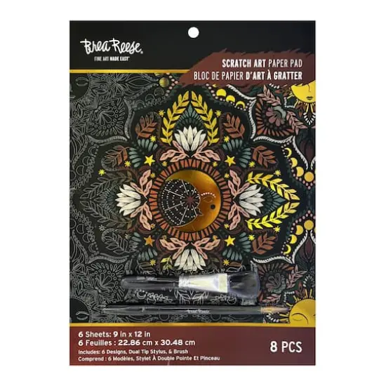 Brea Reese&trade; 9" x 12" Fall Moon & Sun Scratch Art Paper Pad {1}