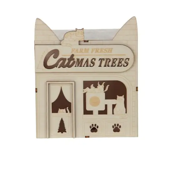 7" DIY Villages Cat-Mas LED Wood D&eacute;cor by Make Market&reg; {1}