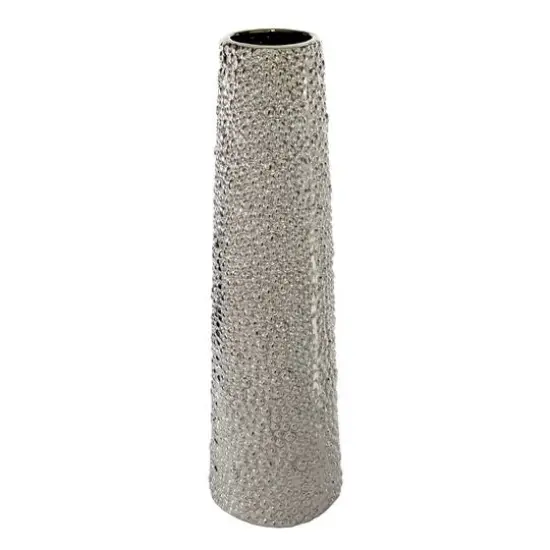 Silver Ceramic Glam Vase, 26" x 7" x 7" {3}