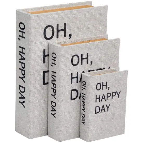 Light Gray Oh, Happy Day Linen Storage Book Box Set {1}