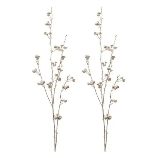 41" Glittered Berry Twig Sprays, 6ct. Silver {4}