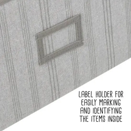 Honey Can Do Gray Stripes Large Collapsible Fabric Storage Bins with Handles, 3ct. {12}