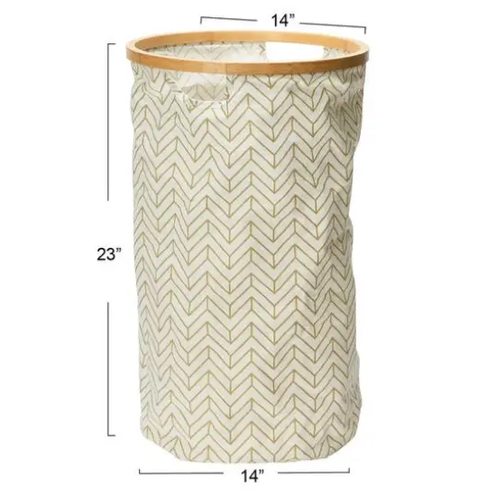 Household Essentials Krush Bamboo Rimmed Hamper (Round, Brown) {5}