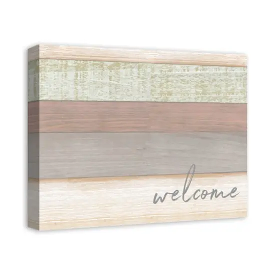 Welcome Wood Slats Canvas Wall Art {3}