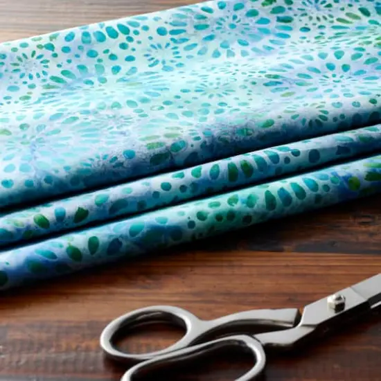 Feldman Batik Turquoise Plum Stamp Starburst Cotton Fabric {4}