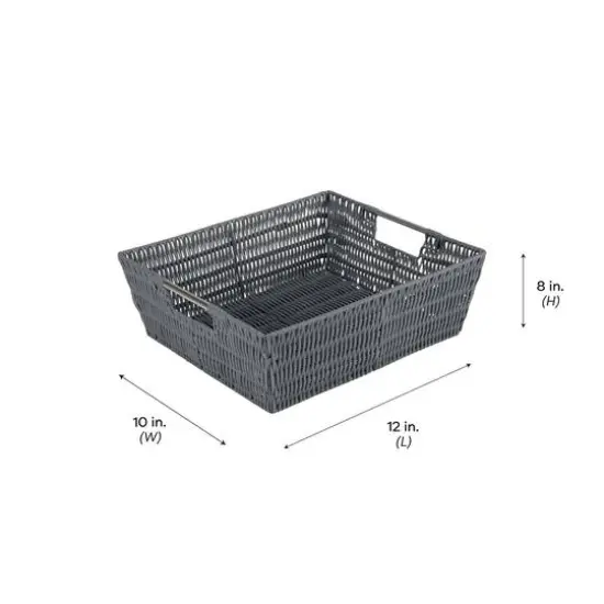 Simplify Charcoal Shelf Storage Rattan Tote Basket {5}