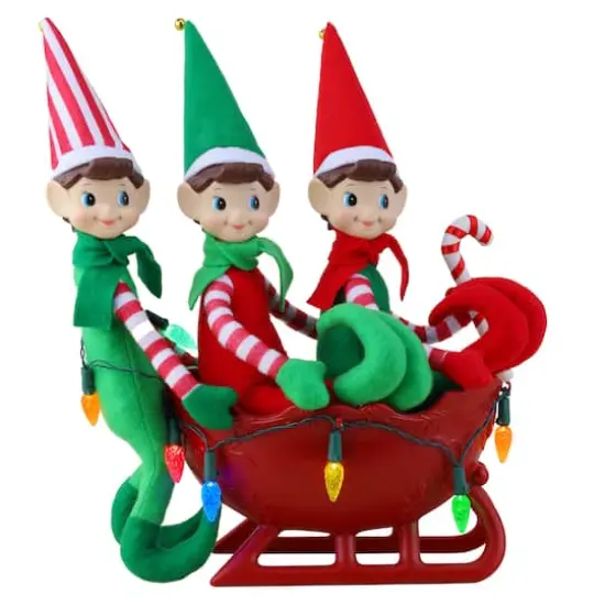 18" Santa's Elves Illuminated Sleigh Tabletop Accent {1}