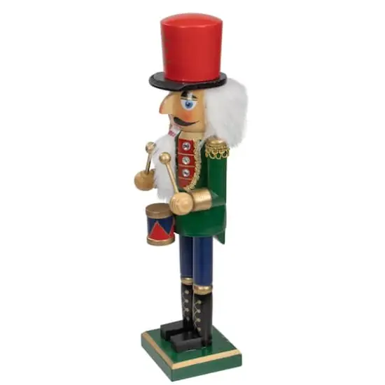 14" Wooden Christmas Nutcracker Drummer {9}