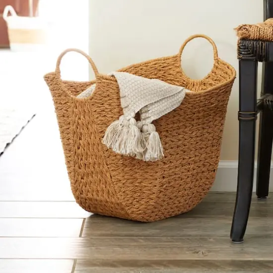 Household Essentials 17.5" Woven Paper Rope Basket with Handles Natural {3}