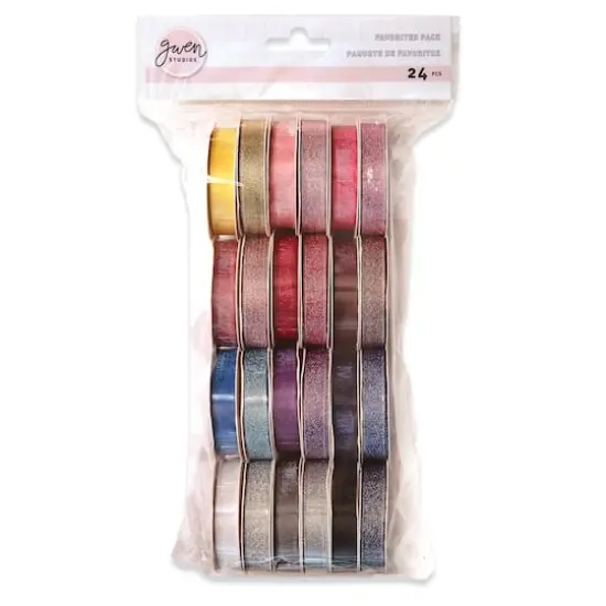 Gwen Studios 3/8" x 2yd. Sheer & Metallic Holiday Ribbon Pack, 24ct. {2}