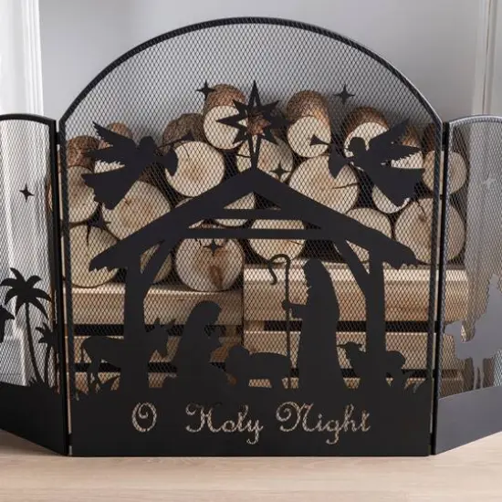 Glitzhome&reg; 48" Christmas Metal Mesh Silhouette Nativity Scene Screen {6}