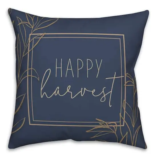 Happy Harvest Blue Throw Pillow {1}
