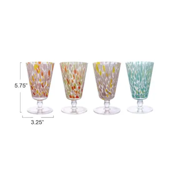 Hello Honey&reg; 5.75" Multicolor Round Stemmed Glass Drinking Glass Set {5}