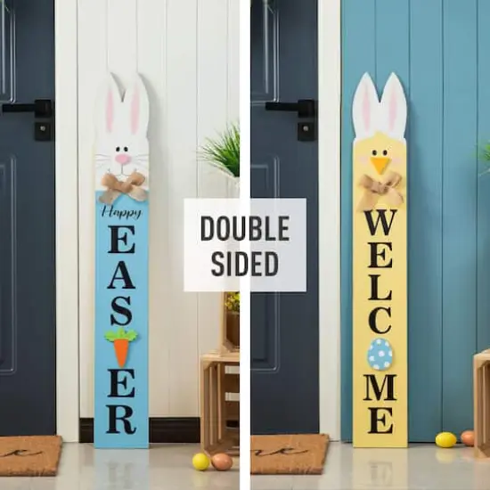 Glitzhome&reg; 42" Wooden Double-Sided Easter Welcome Porch Sign with Bunny Ears {3}
