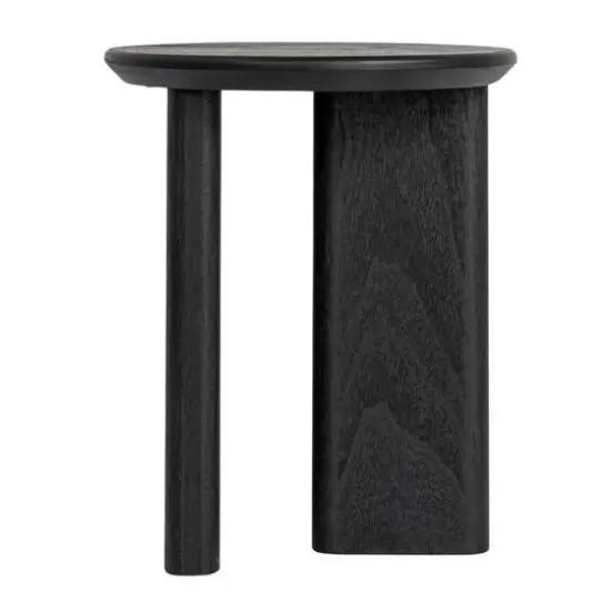 Hello Honey&reg; Black Asymmetrical Fir Wood Round End Table {6}