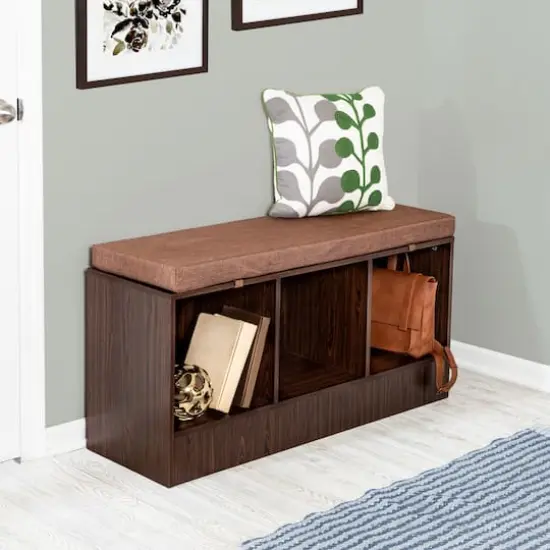 Honey Can Do Deep Espresso Entryway Bench with Storage Shelves {4}