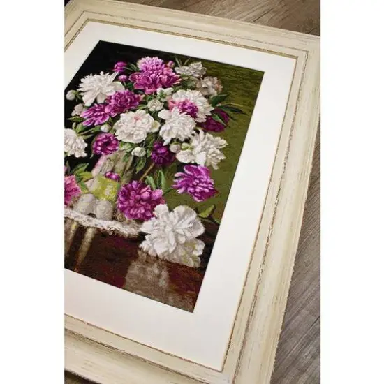 Luca-s Red And White Peonies Counted Cross Stitch Kit {11}