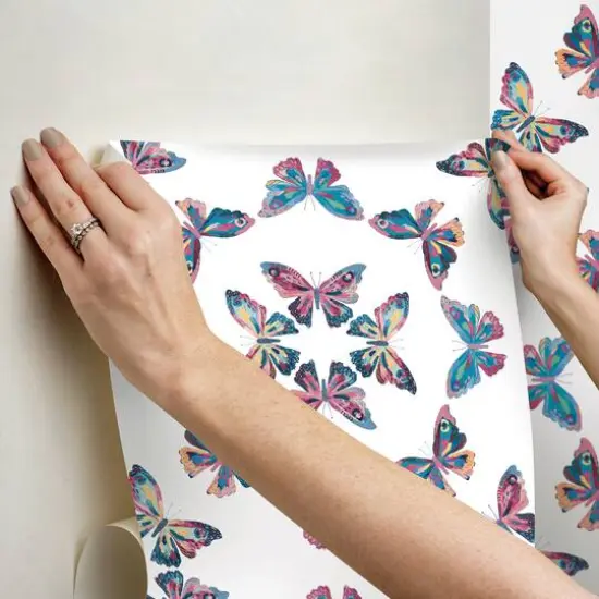 RoomMates Pink & Blue Papillon Peel & Stick Wallpaper {7}