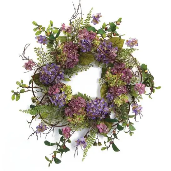 22" Purple Hydrangea Floral Wreath {1}