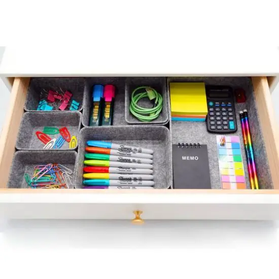 Welaxy Felt 7 Piece Drawer Organizer Tray Set Gray {8}