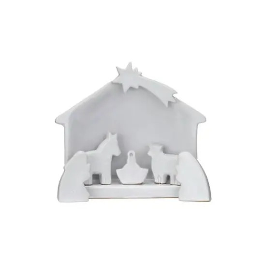 Hello Honey&reg; 5.5" White Stoneware Nativity Set in Reactive Glaze {1}