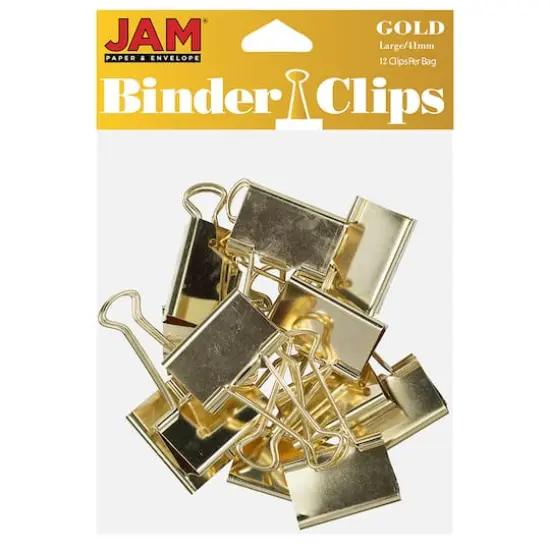 JAM Paper 1.5" Binder Clips, 12ct. Gold {1}