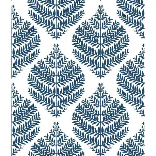 RoomMates Hygge Fern Damask Peel & Stick Wallpaper Blue and White {1}