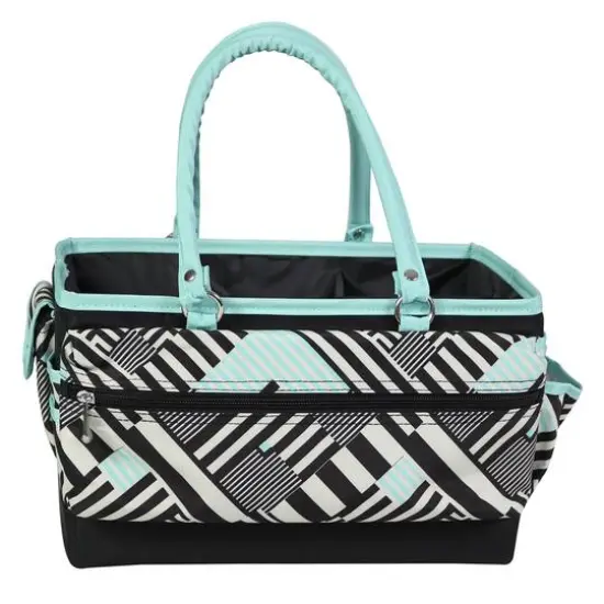 Everything Mary Teal Geometric Deluxe Store & Tote Craft Organizer {4}