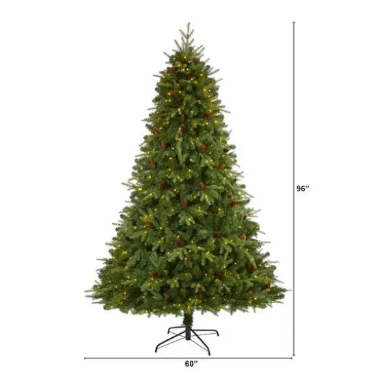 8ft. Pre-Lit Wellington Spruce Artificial Christmas Tree, Clear LED Lights {8}