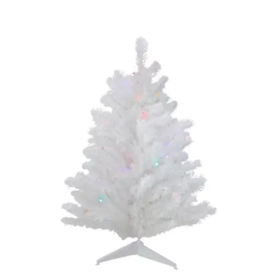 2ft. Pre-Lit Snow White Artificial Christmas Tree, Multicolor Lights {1}