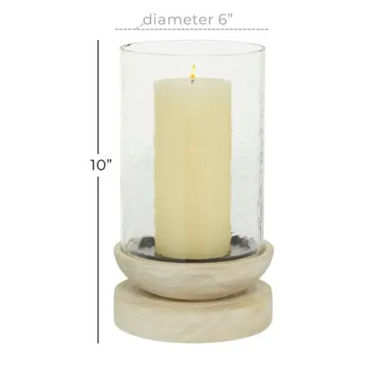 10" Cream Wood Traditional Candle Holder {6}
