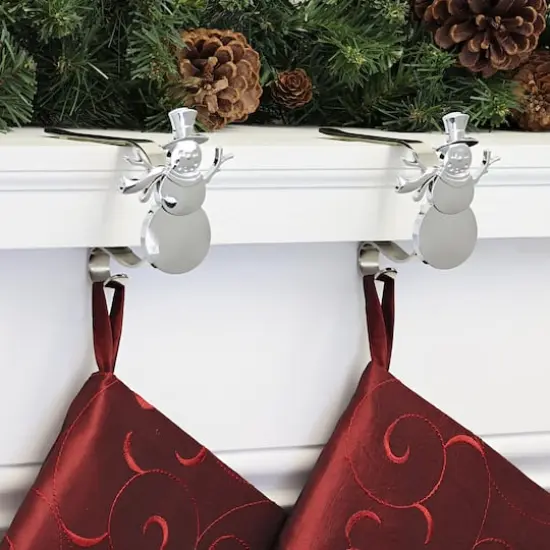 Original MantleClip&reg; Silver Snowman Icons Stocking Holders, 2ct. {3}