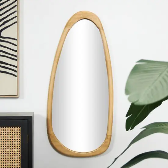 42" Brown Wood Oval Wall Mirror {3}