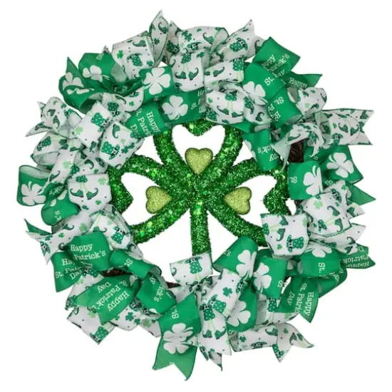 Shamrocks and Ribbons St. Patrick's Day Wreath 24" Unlit {1}