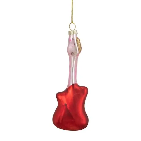Red & Silver Bass Guitar Glass Ornament {10}
