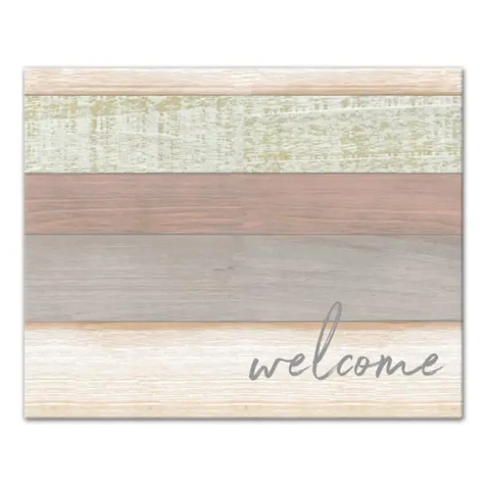 Welcome Wood Slats Canvas Wall Art {1}