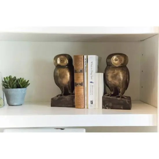 Hello Honey&reg; 9" Bronze Finish Resin Owl-Shaped Bookends Set {3}
