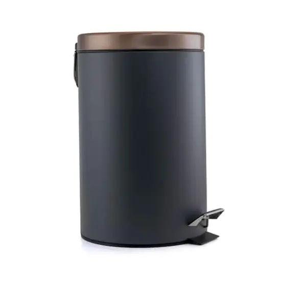 Elama 5 Liter Stylish Grey and Copper Soft Pedal Trash Bin {1}